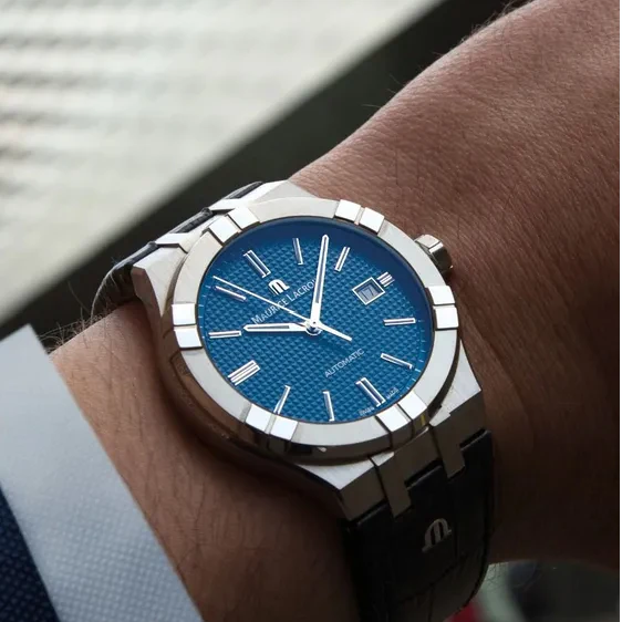 Maurice Lacroix Men's Blue Aikon Automatic Stainless Steel Watch AI6008-SS002-430-1 - Image 4