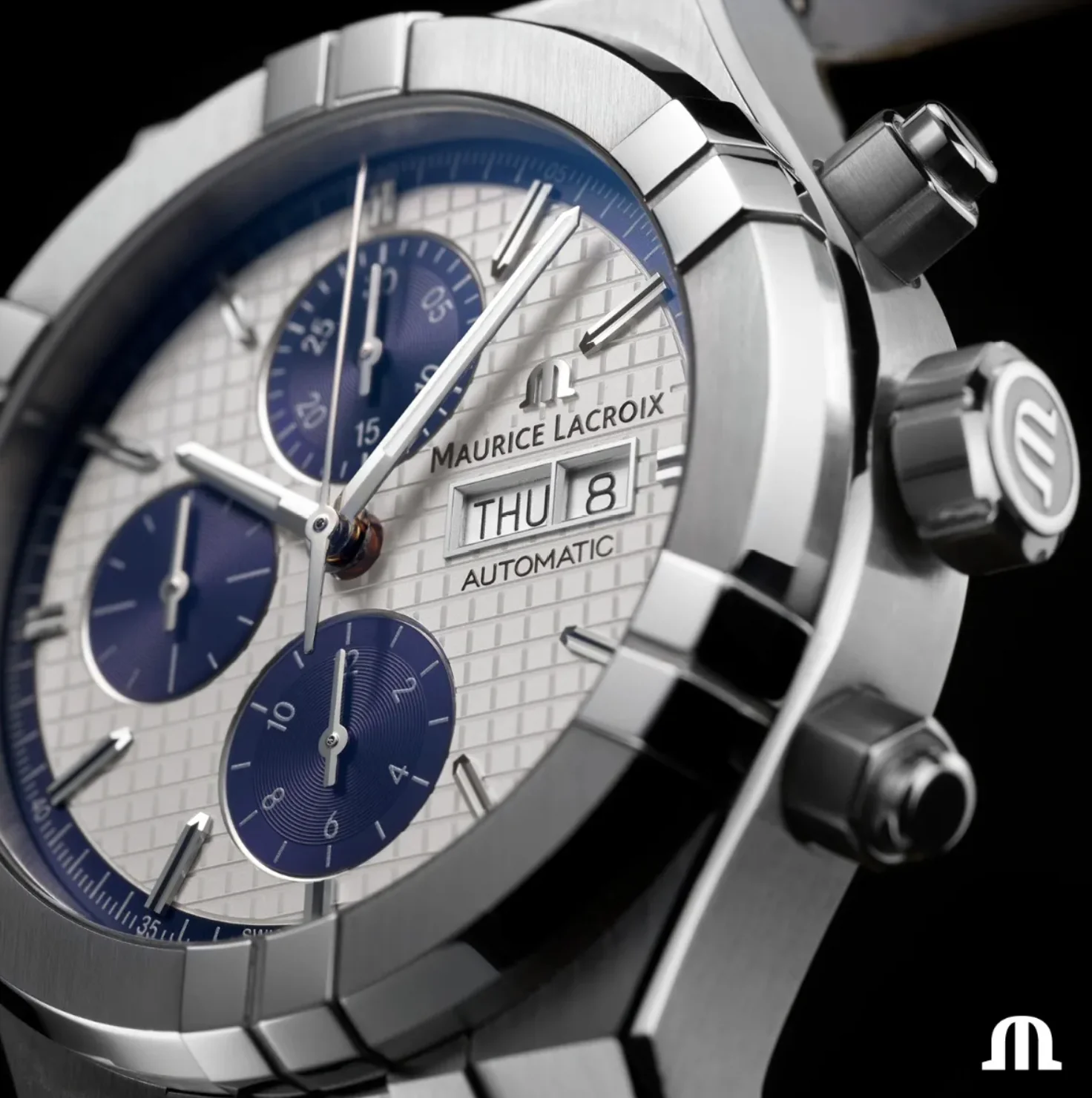 Maurice Lacroix Men's Silver Aikon Chronograph Watch - Image 3