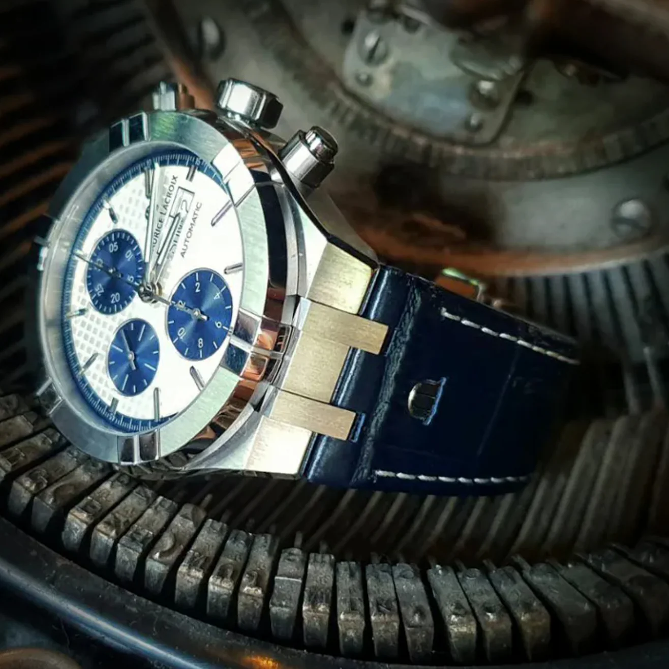 Maurice Lacroix Men's Silver Aikon Chronograph Watch - Image 5