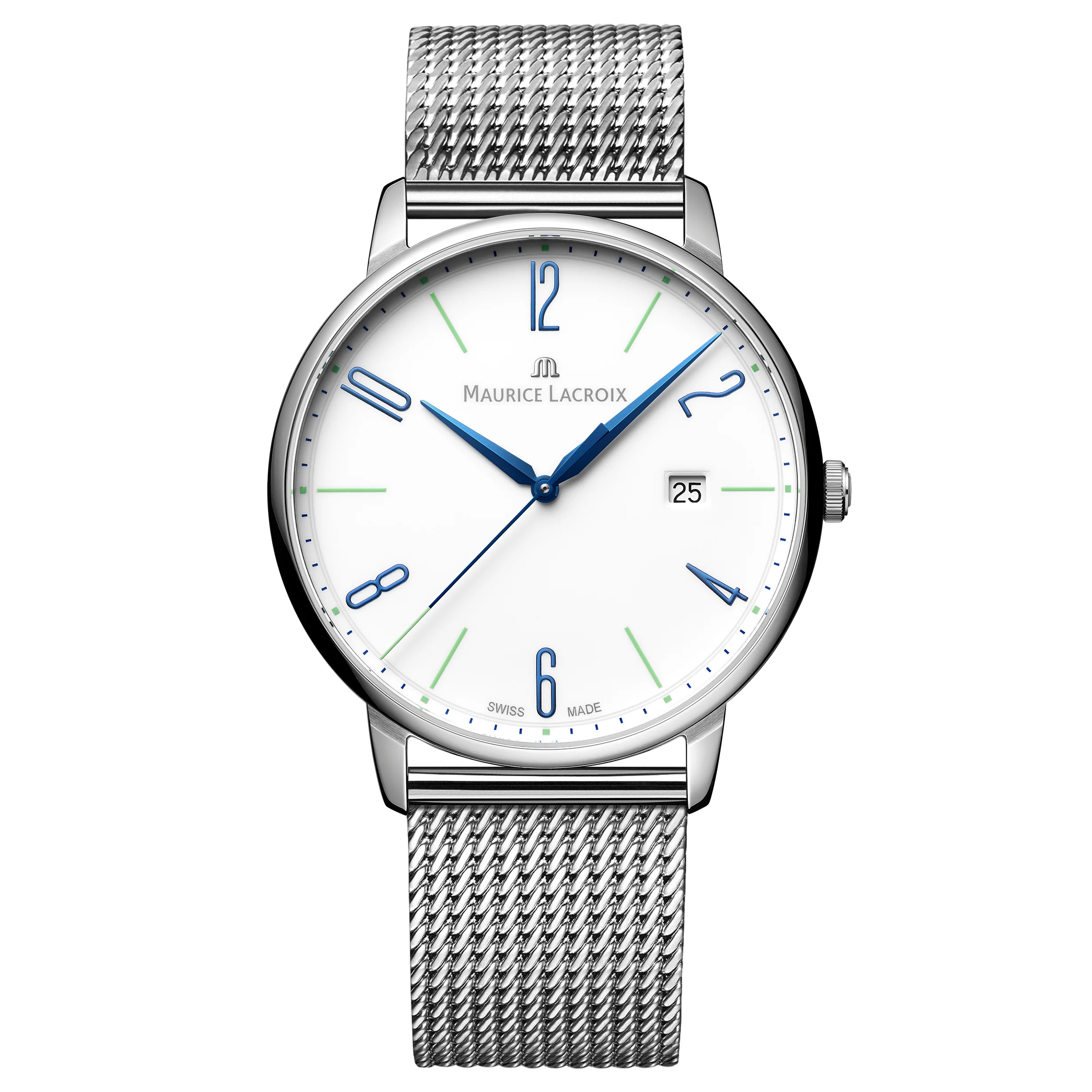 Maurice Lacroix Men's White Eliros Date Quartz Mesh Watch - Image 2