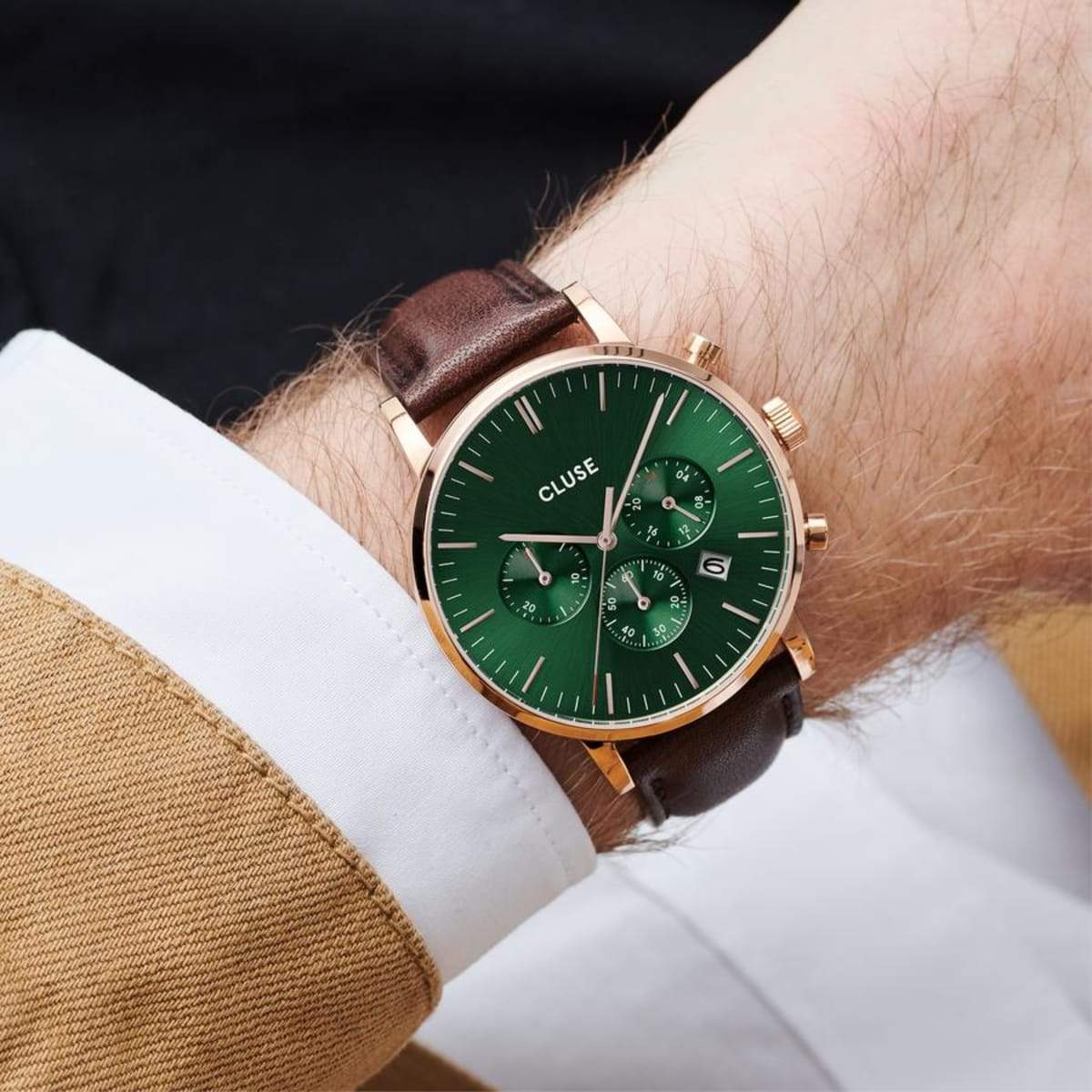 Cluse Brown Aravis Chronograph Watch - Image 4
