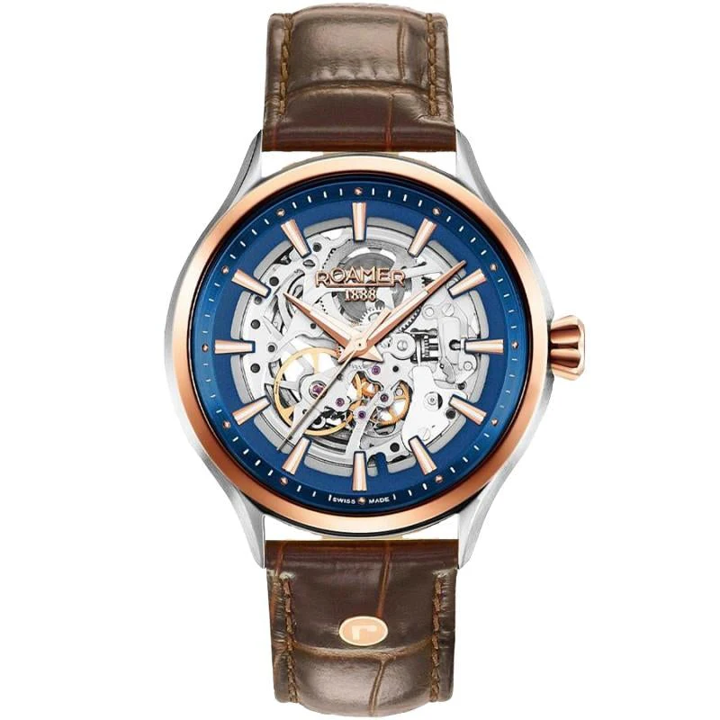 Roamer Men's Brown Competence Skeleton III Mechanical Watch