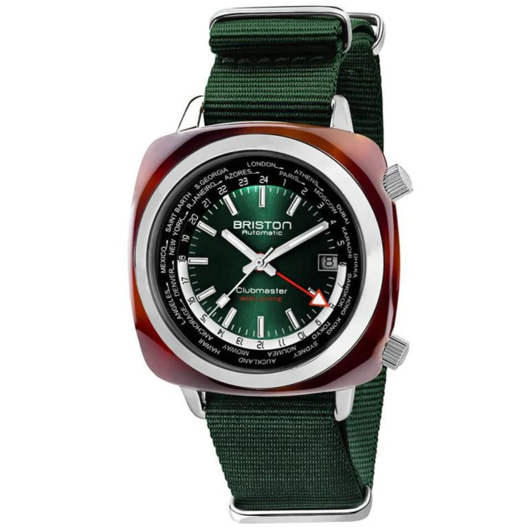 Briston Green Worldtime GMT Automatic Watch