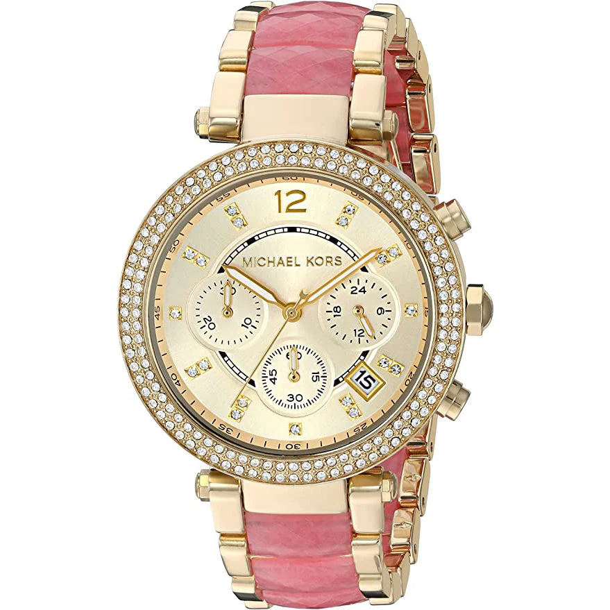 Michael Kors Ladies Chronograph Parker Yellow Gold Watch