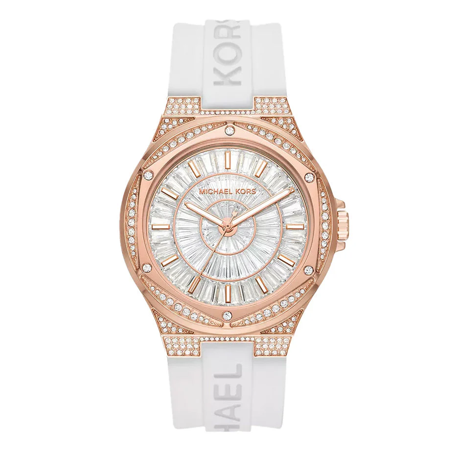 Michael Kors Ladies Watch Lennox 43mm White Rose Gold