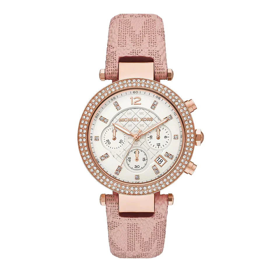 Michael Kors Ladies Watch Parker Chronograph 39mm White Pink