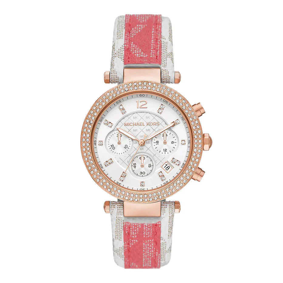 Michael Kors Ladies Watch Parker Chronograph 39mm White Rose Gold
