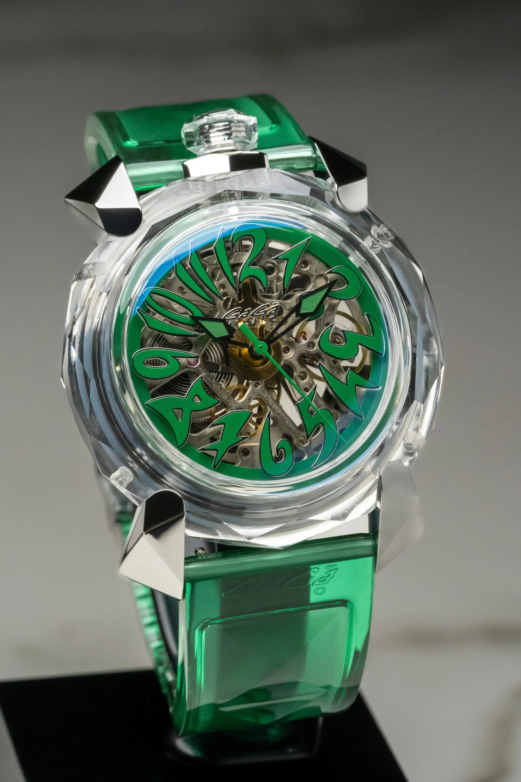 GaGà Milano Watch Crystal 46mm Skeleton Green - Image 2