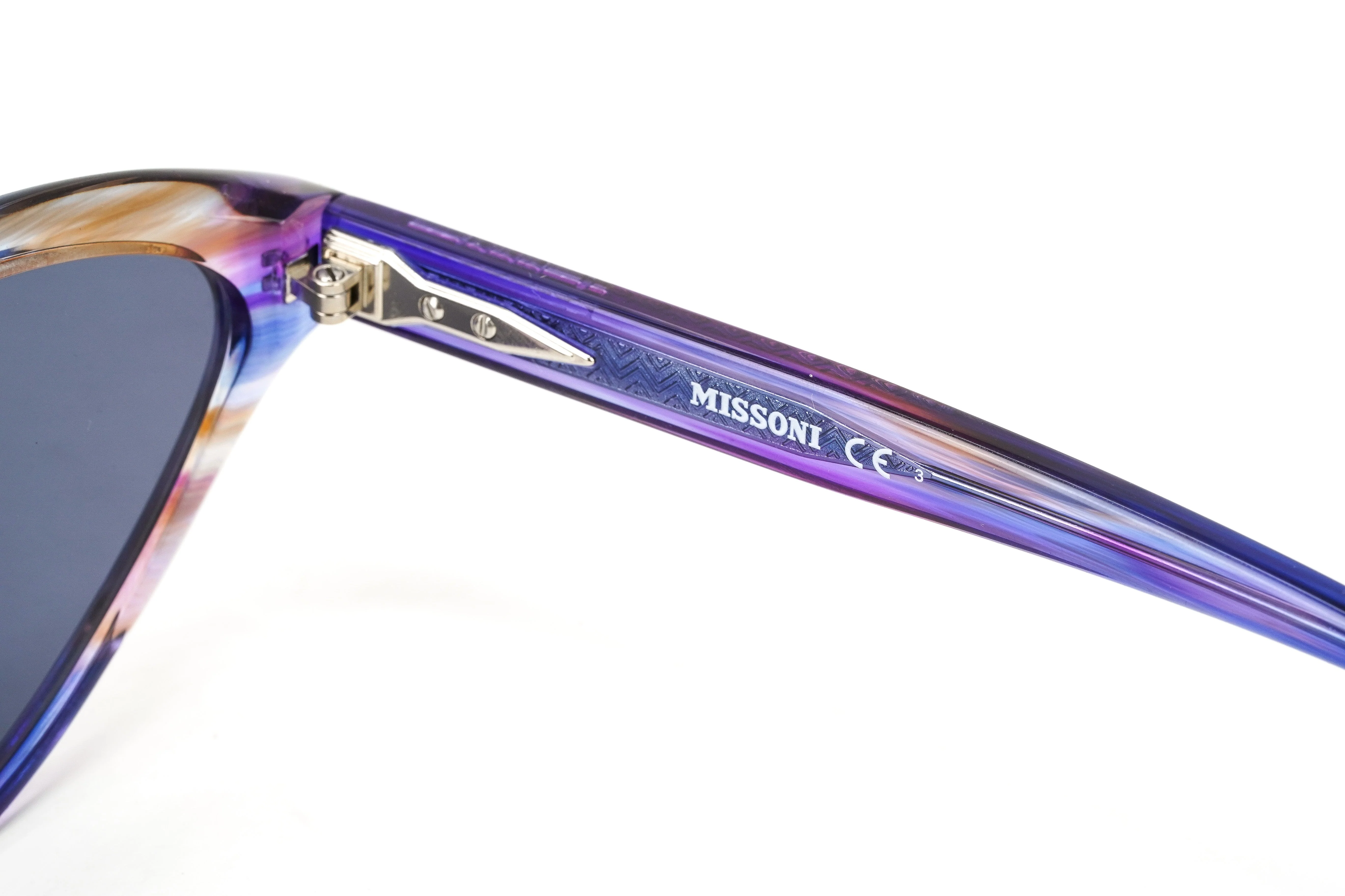 Missoni Women's Sunglasses Cat Eye Blue Violet Horn - Image 3