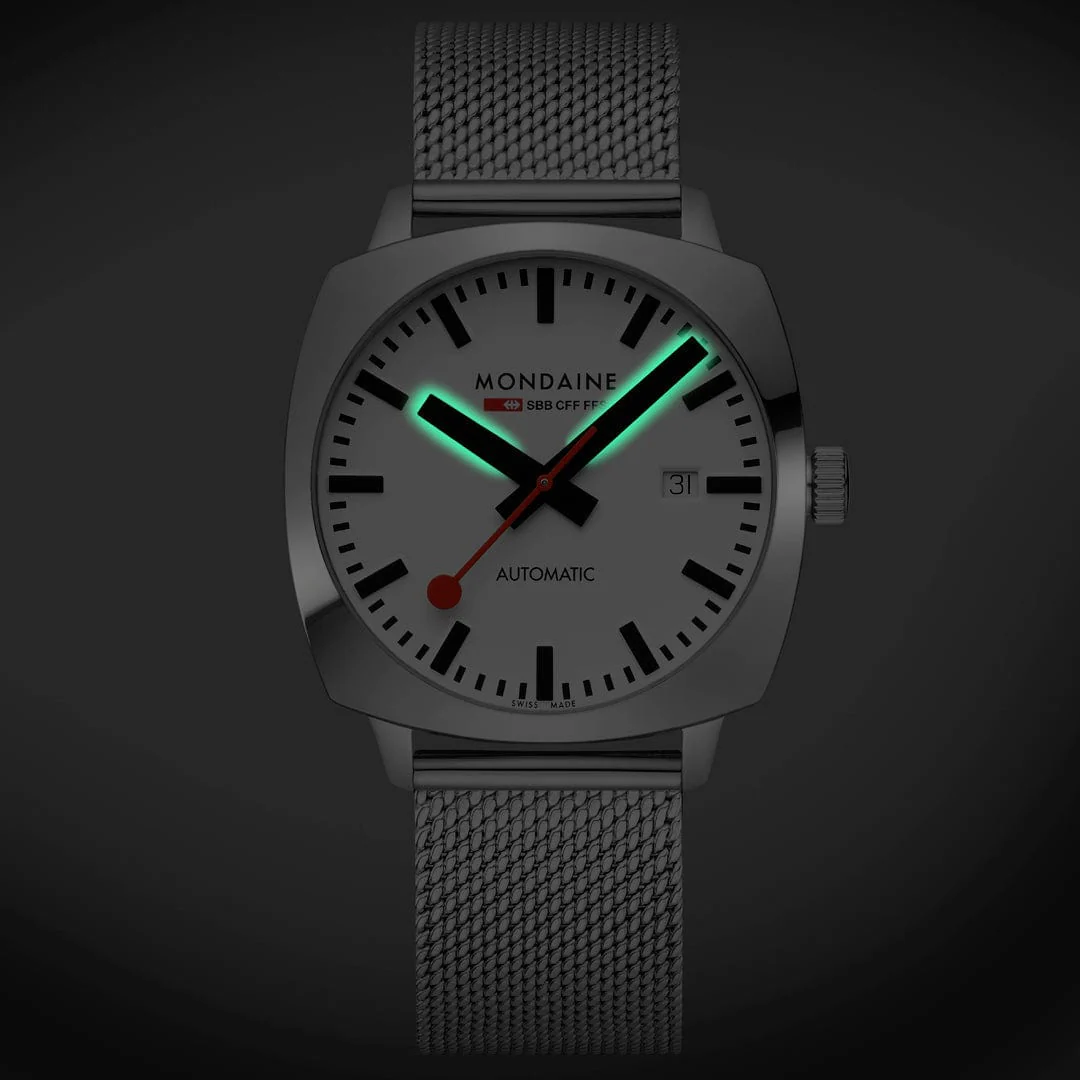 Mondaine Cushion Automatic 39mm Men's White Watch - Image 3