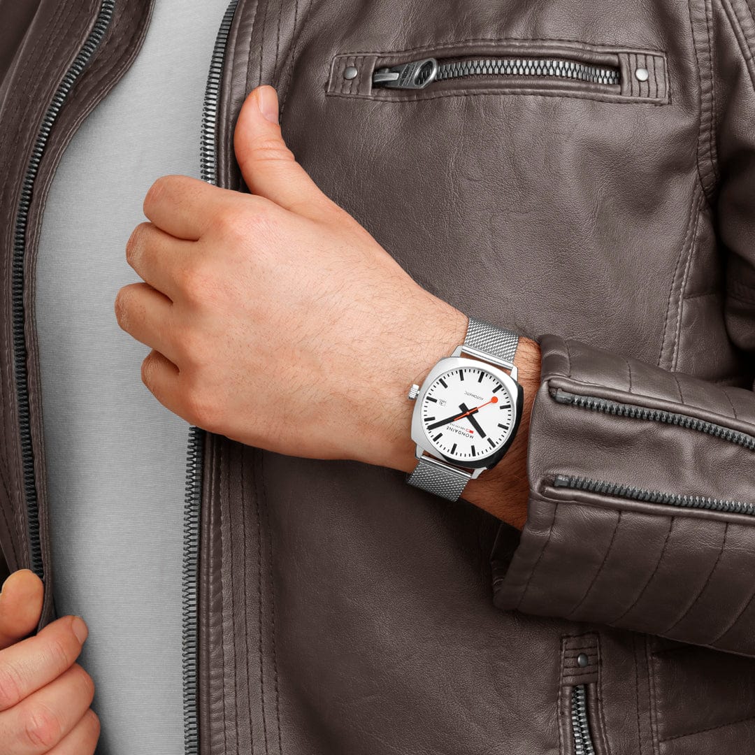 Mondaine Cushion Automatic 39mm Men's White Watch - Image 8