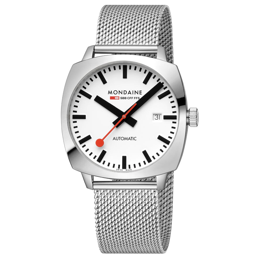 Mondaine Cushion Automatic 39mm Men's White Watch - Image 9