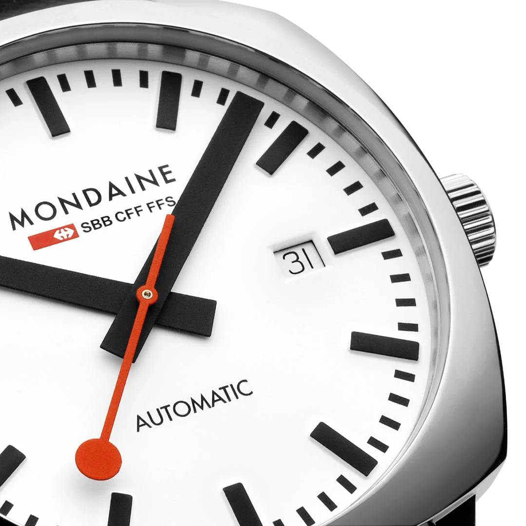 Mondaine Cushion Automatic 39mm Men's White Watch - Image 4