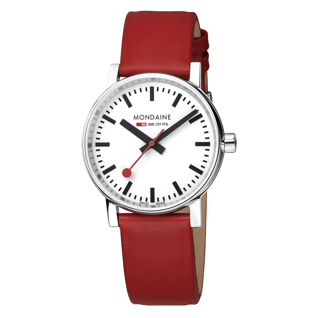 Mondaine evo2 35mm Red Vegan Leather Watch - Image 9