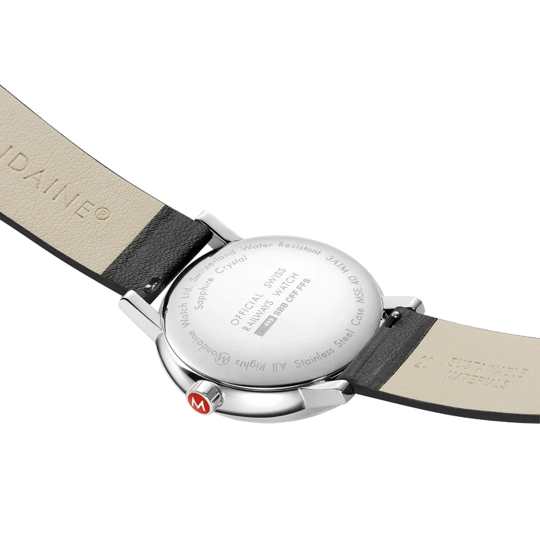 Mondaine evo2 40mm Black Vegan Leather Watch - Image 3