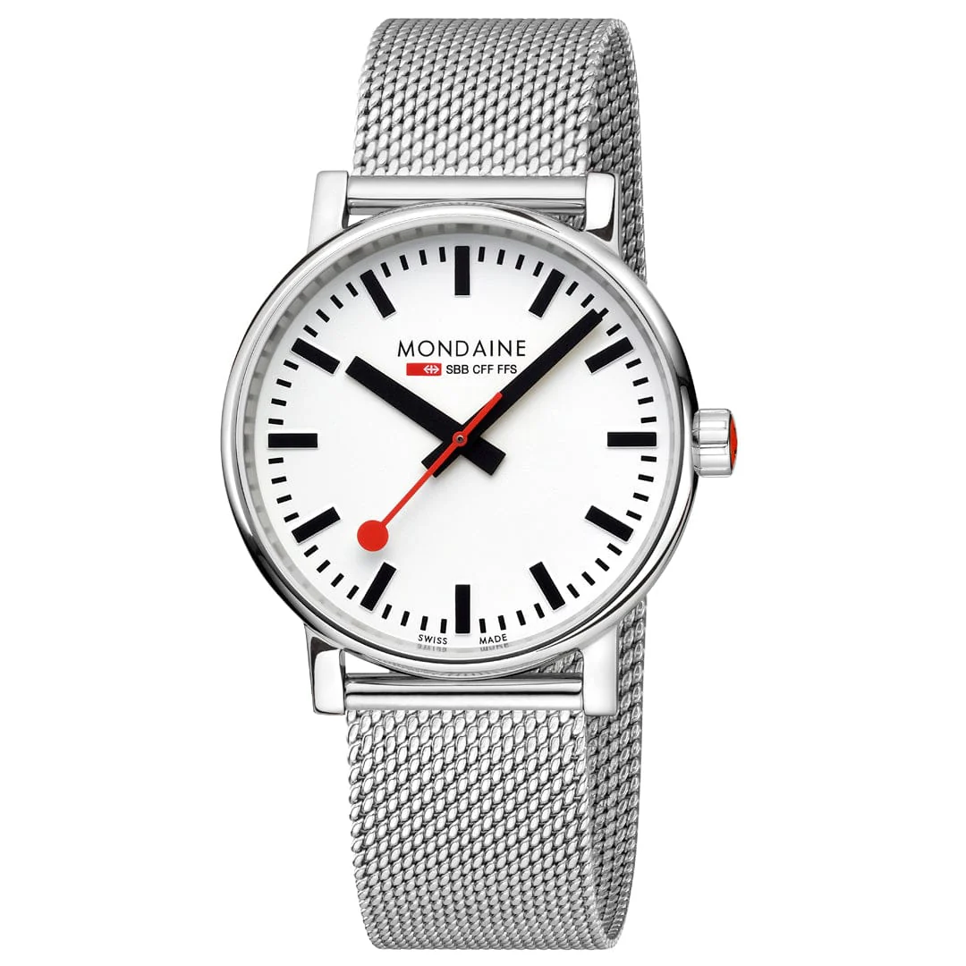 Mondaine evo2 40mm Stainless Steel Mesh Watch