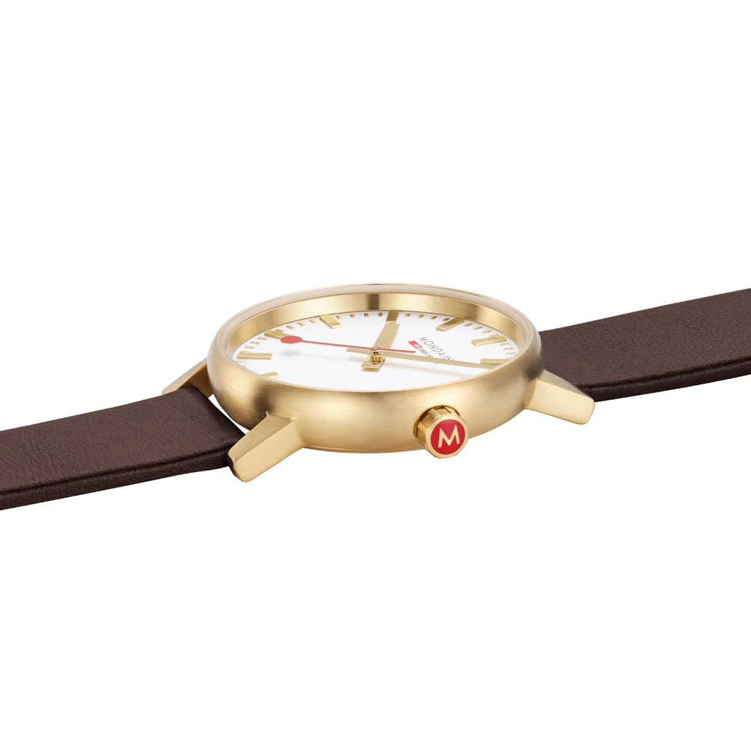 Mondaine evo2 40mm Unisex Gold Brown Watch - Image 4