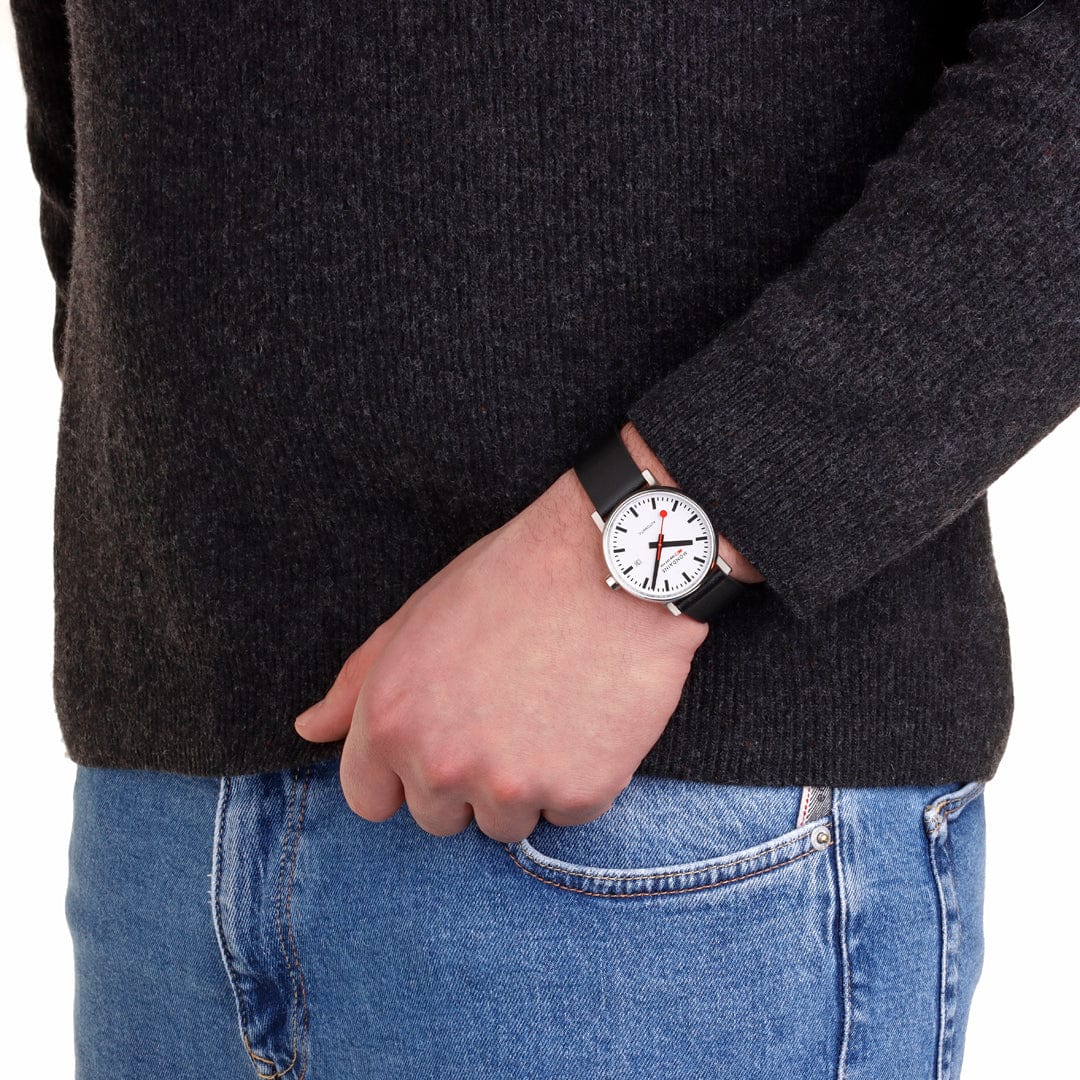 Mondaine evo2 Automatic 40mm Black Vegan Leather Watch - Image 3