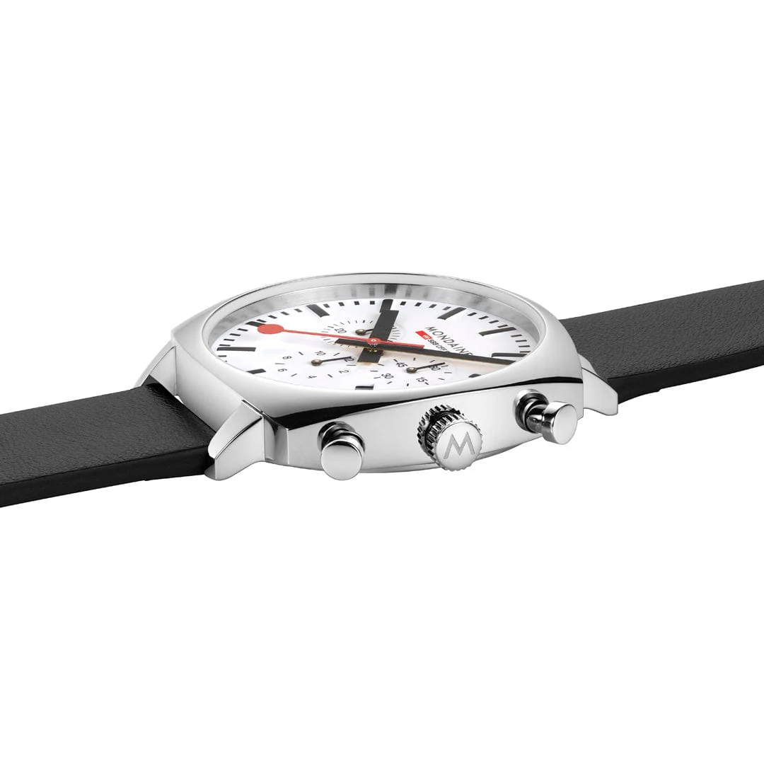 Mondaine Grand Cushion Chrono Square Men's Black Watch - Image 11