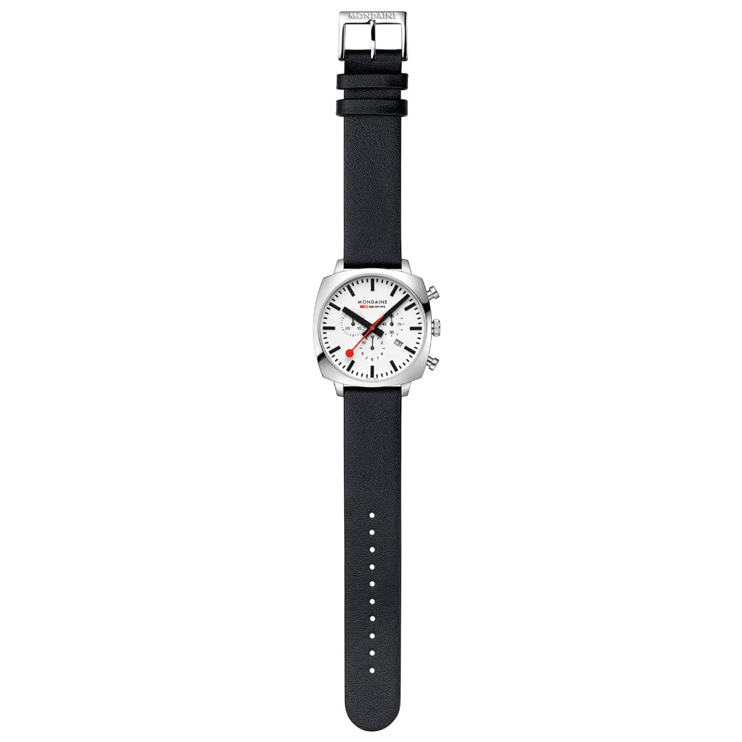 Mondaine Grand Cushion Chrono Square Men's Black Watch - Image 12