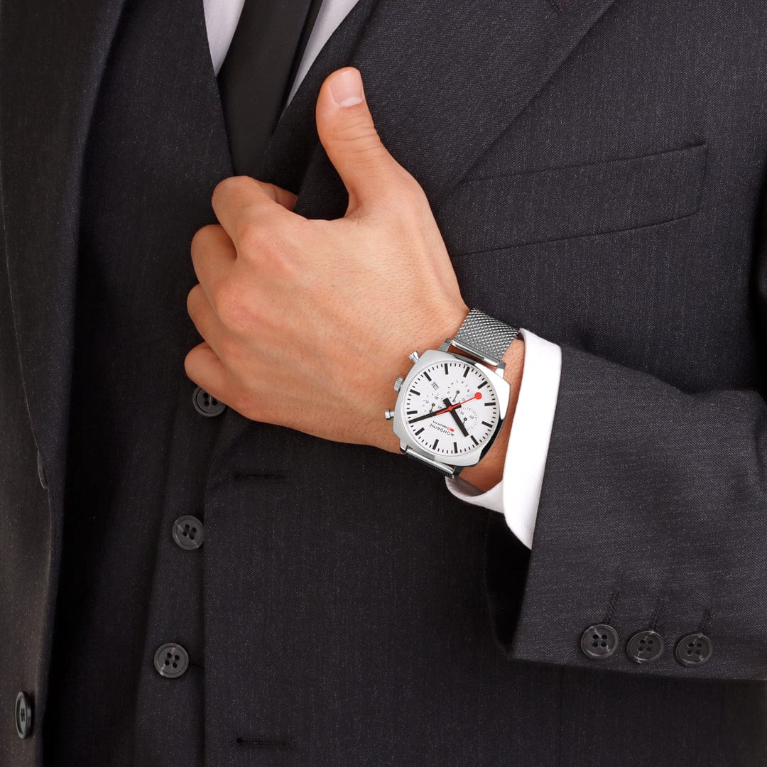 Mondaine Grand Cushion Chrono Square Men's Black Watch - Image 18
