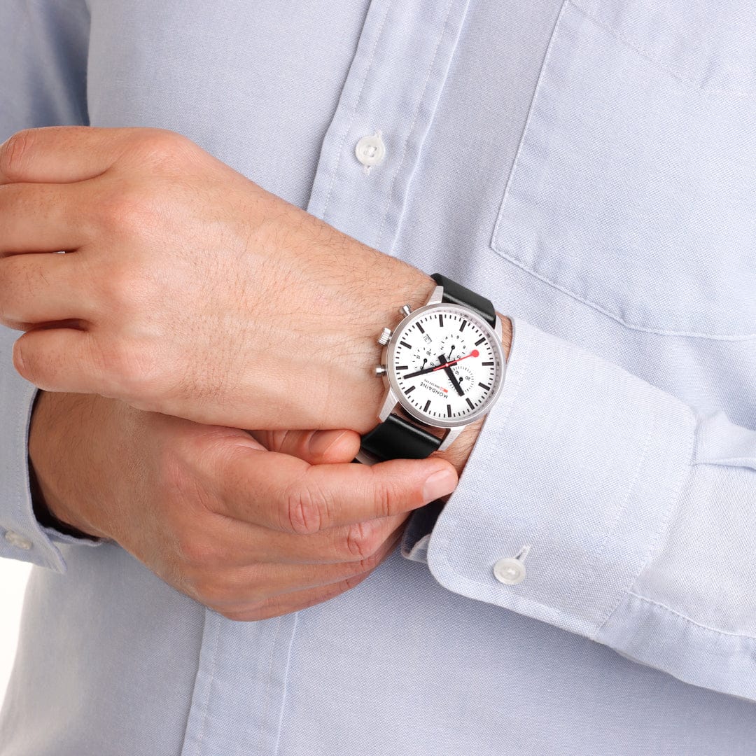 Mondaine Neo Chronograph White Dial 41mm Vegan Leather Watch - Image 2