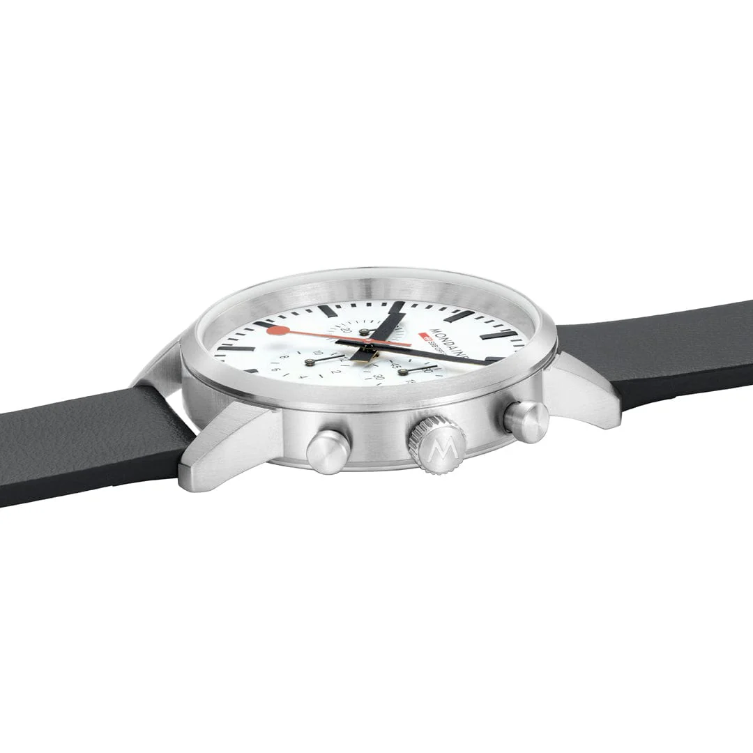 Mondaine Neo Chronograph White Dial 41mm Vegan Leather Watch - Image 4
