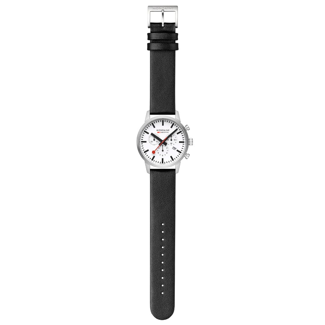 Mondaine Neo Chronograph White Dial 41mm Vegan Leather Watch - Image 8