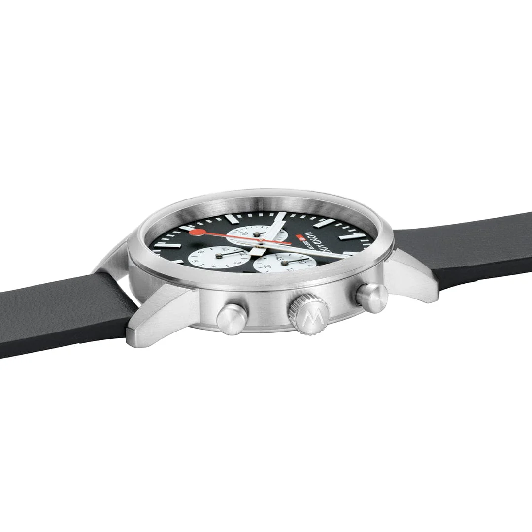 Mondaine Neo Reverse Panda Chronograph 41mm Vegan Leather Watch - Image 5