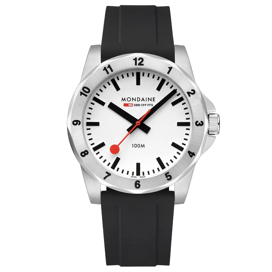 Mondaine Numeri 42mm Men's Black White Watch - Image 9
