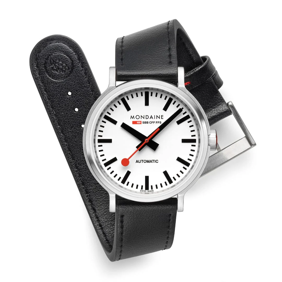 Mondaine Original Automatic White 41mm Vegan Leather Watch - Image 5