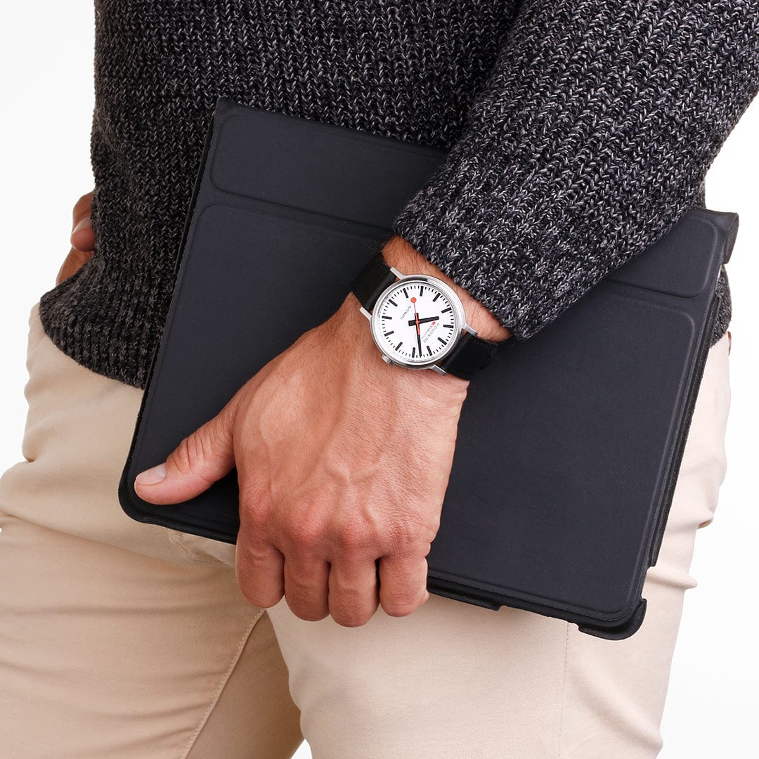 Mondaine Original Automatic White 41mm Vegan Leather Watch - Image 8