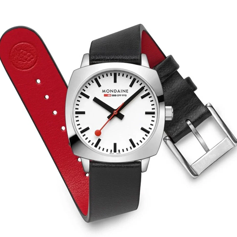 Mondaine Petite Cushion Square Ladies White Watch - Image 4