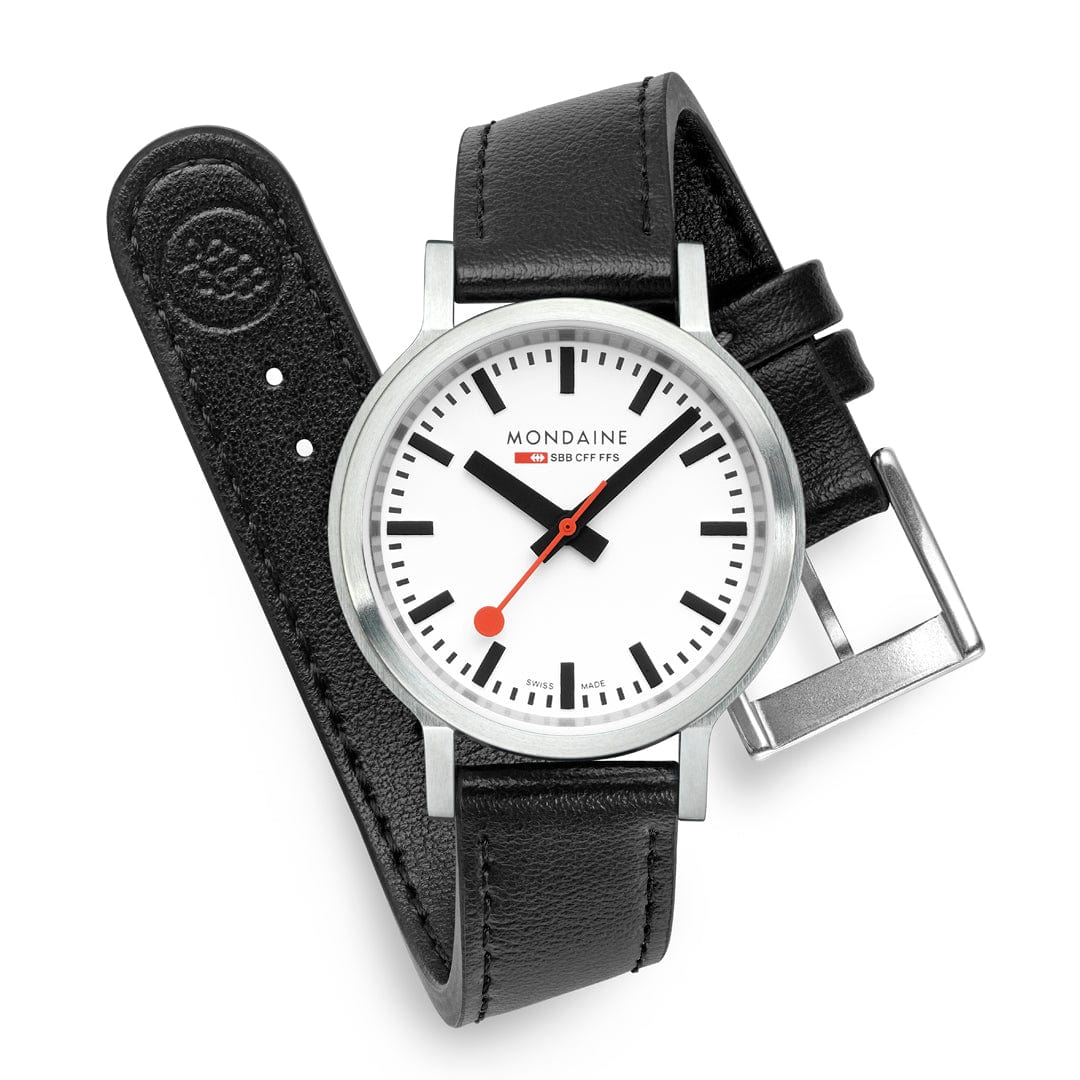 Mondaine Stop2Go White 34mm Vegan Leather Watch - Image 11