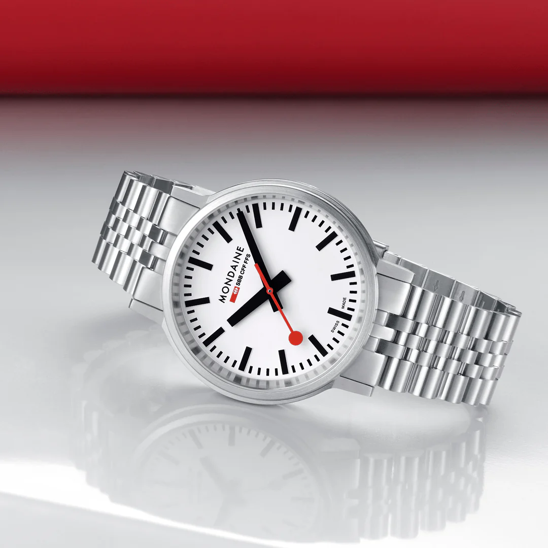 Mondaine Stop2Go White Dial 41mm Stainless Steel Bracelet Watch - Image 11