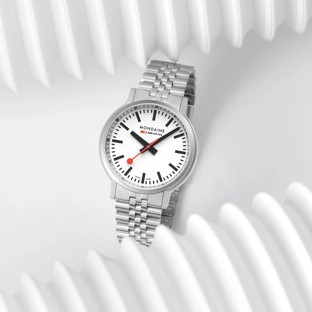 Mondaine Stop2Go White Dial 41mm Stainless Steel Bracelet Watch - Image 12