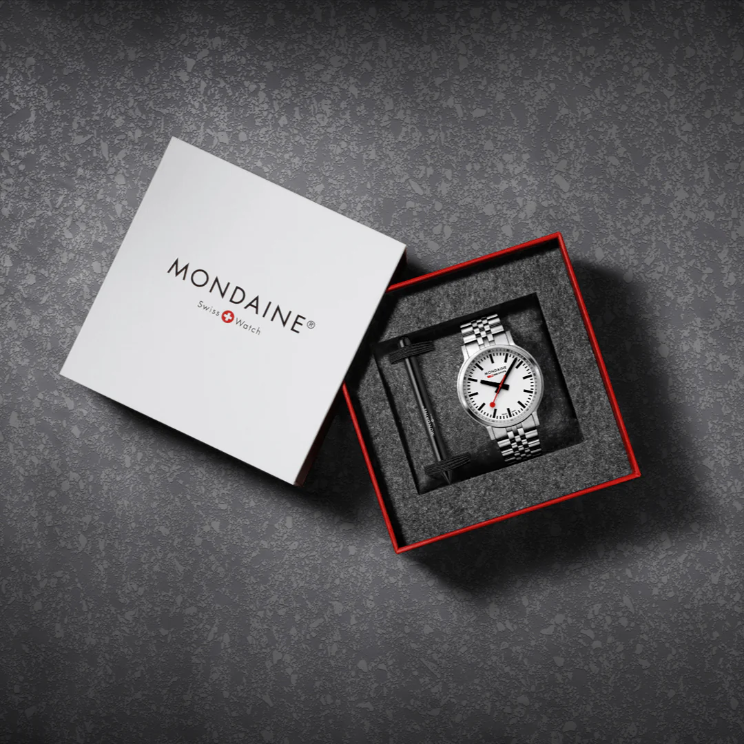 Mondaine Stop2Go White Dial 41mm Stainless Steel Bracelet Watch - Image 14