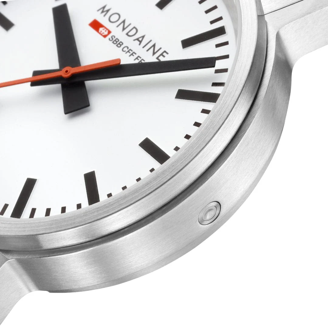 Mondaine Stop2Go White Dial 41mm Stainless Steel Bracelet Watch - Image 7