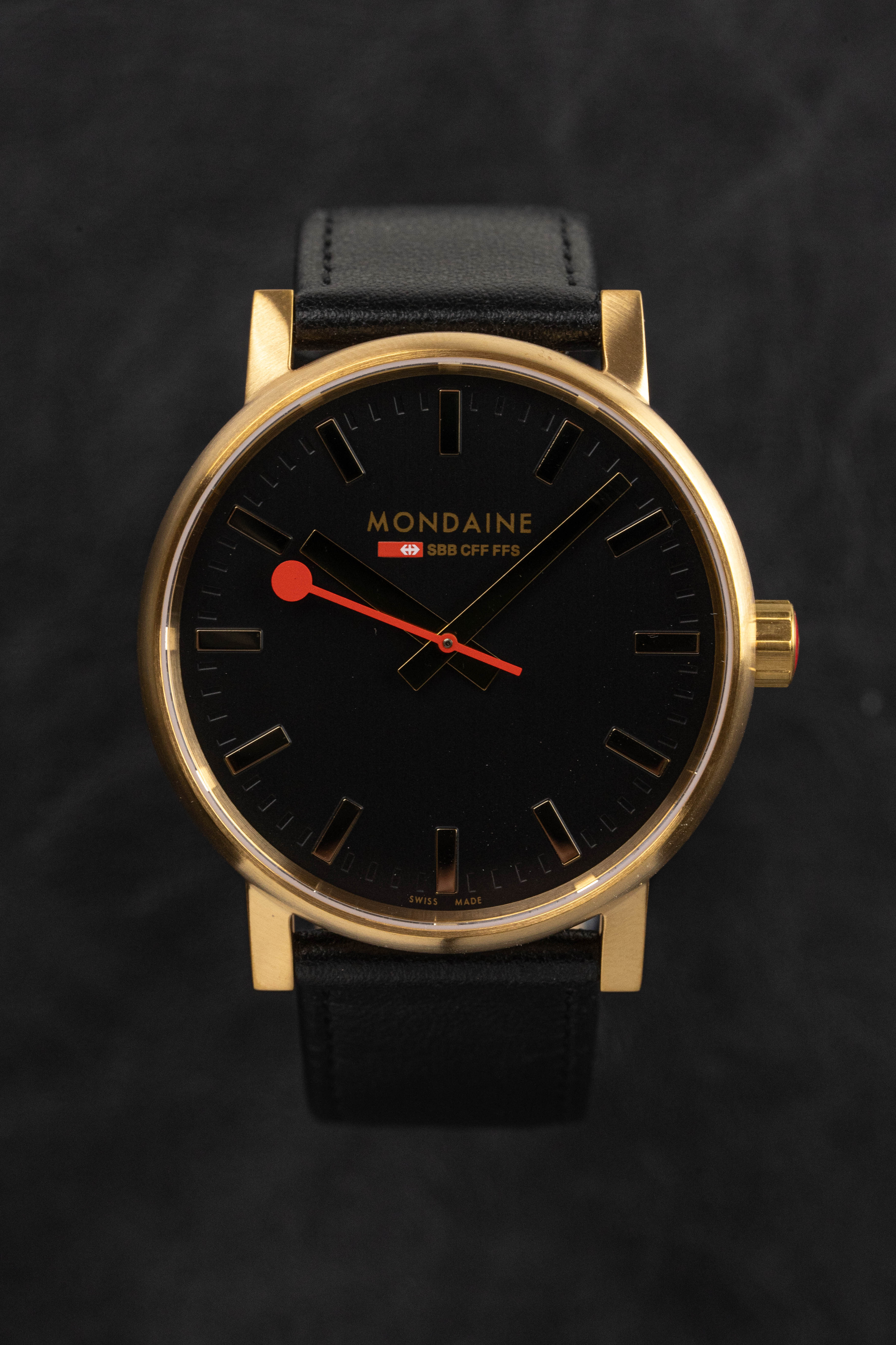 Mondaine Watch EVO2 Gold Black - Image 9
