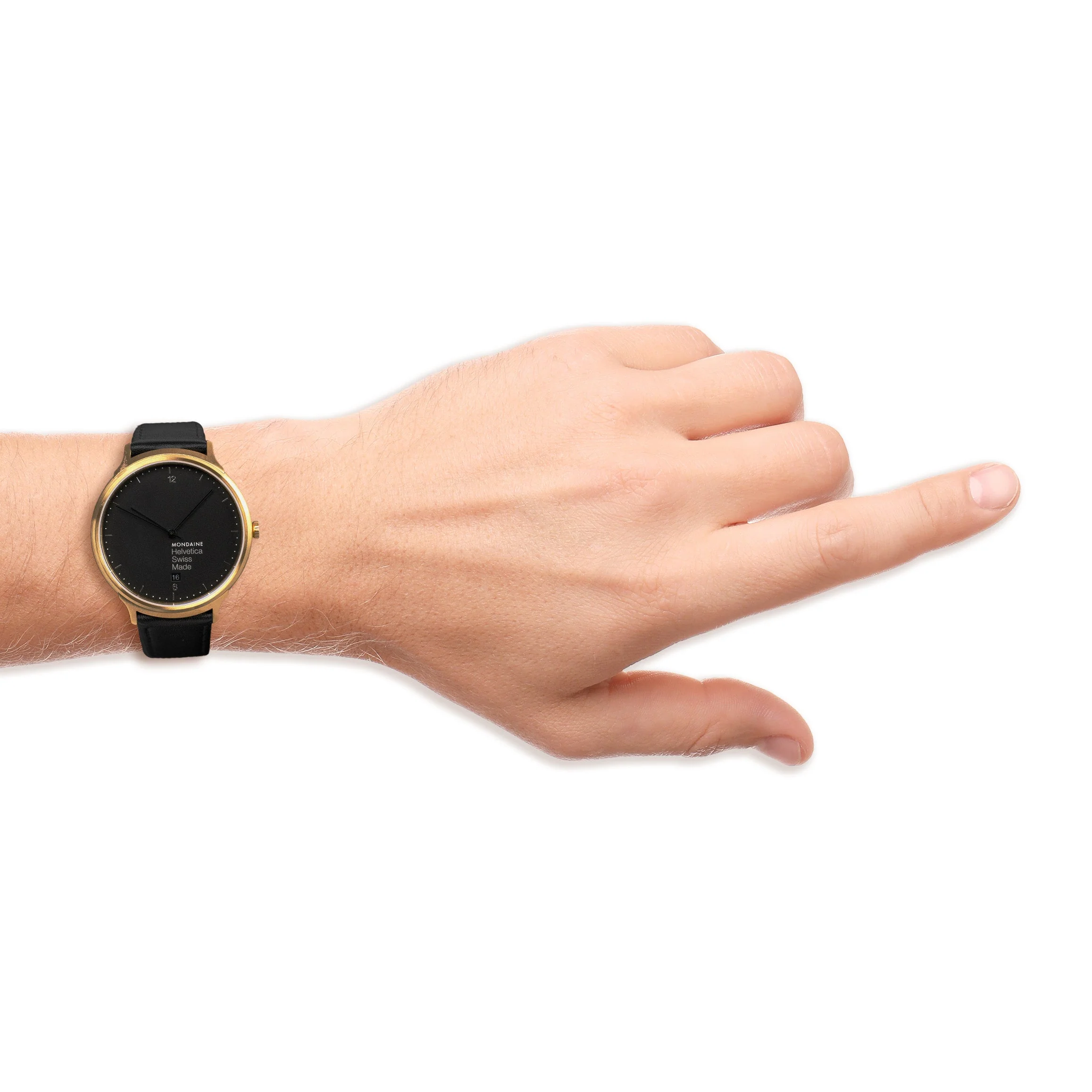 Mondaine Watch Helvetica No1 Light Gold Black - Image 2
