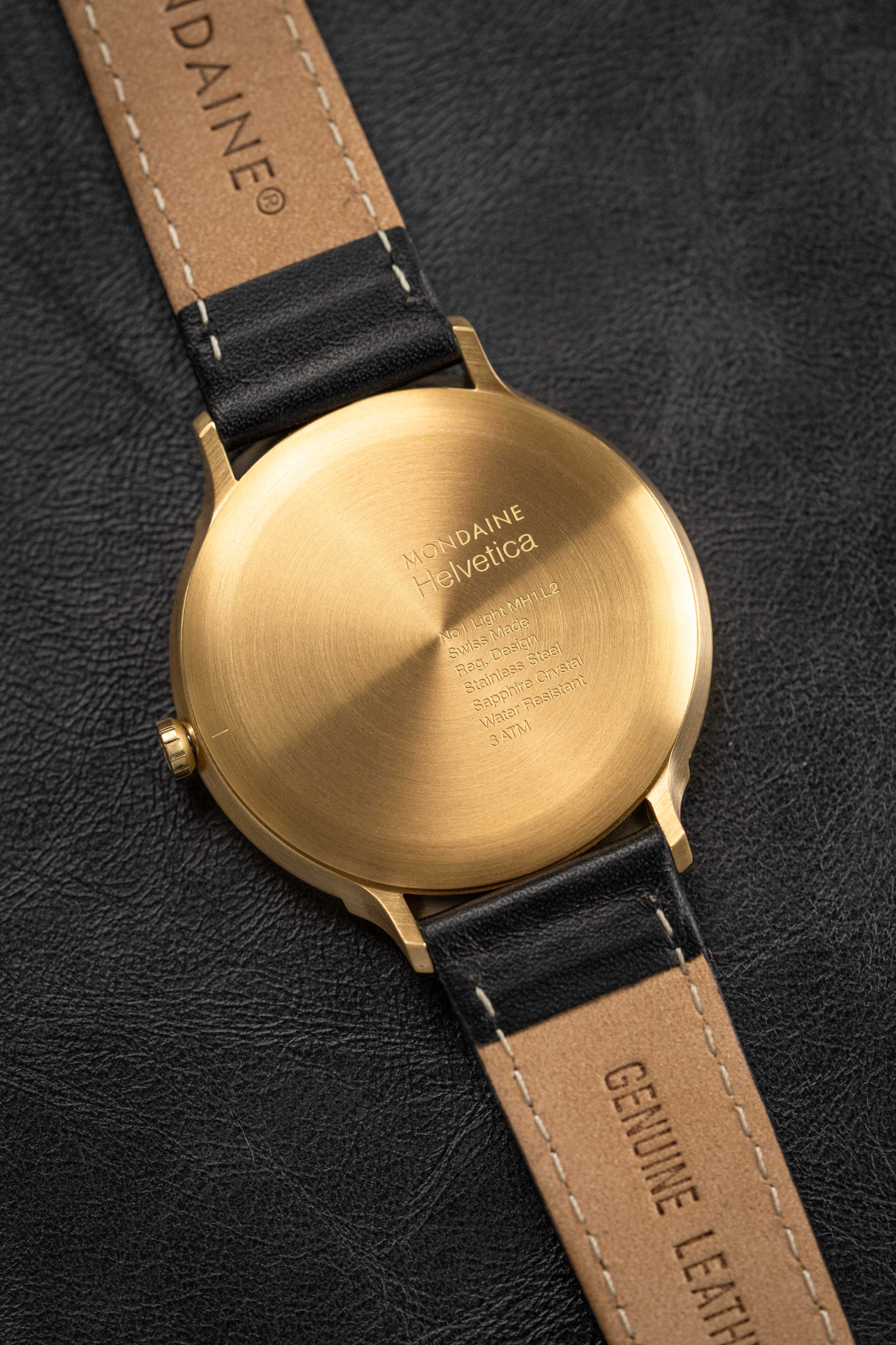 Mondaine Watch Helvetica No1 Light Gold Black - Image 3