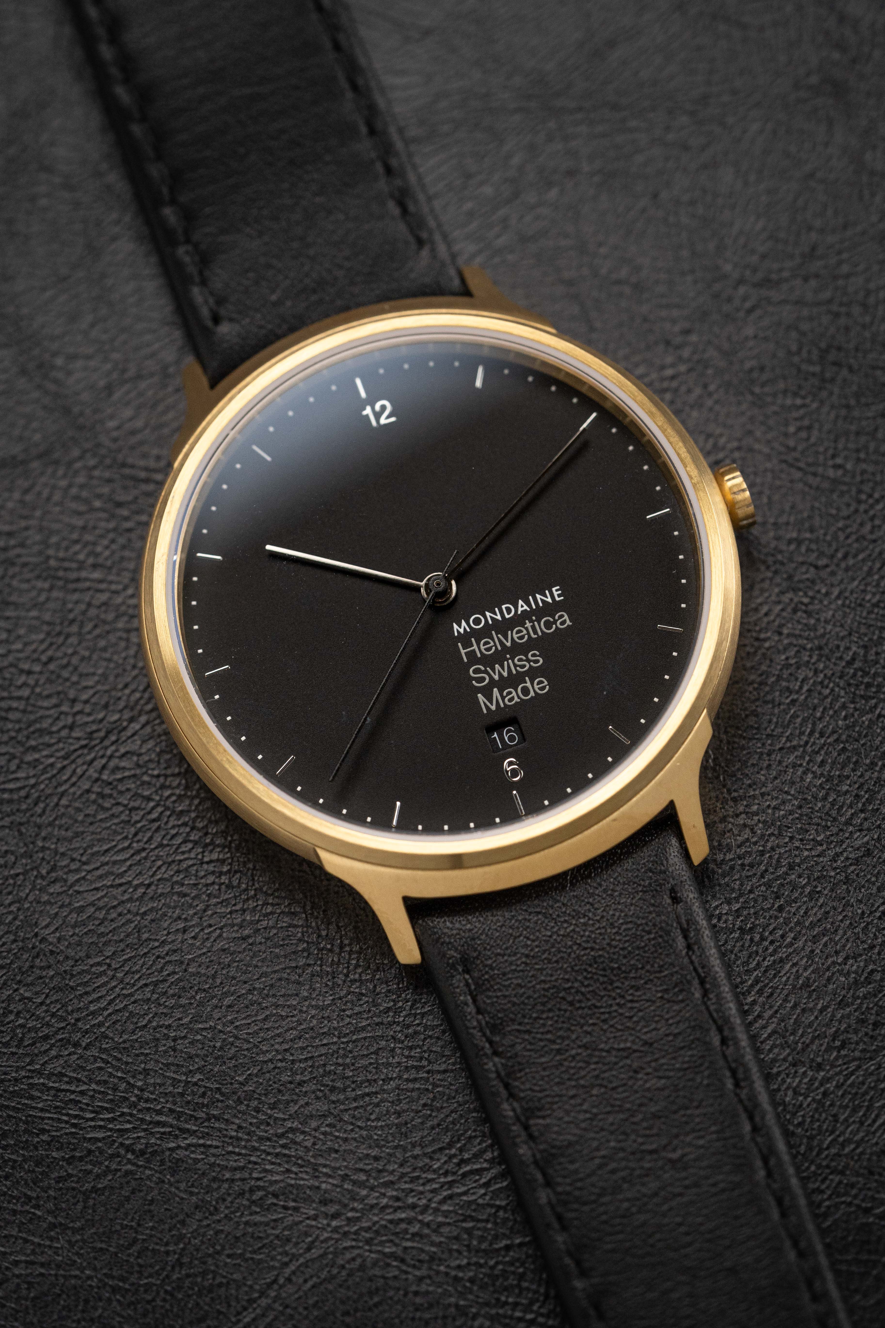 Mondaine Watch Helvetica No1 Light Gold Black - Image 4