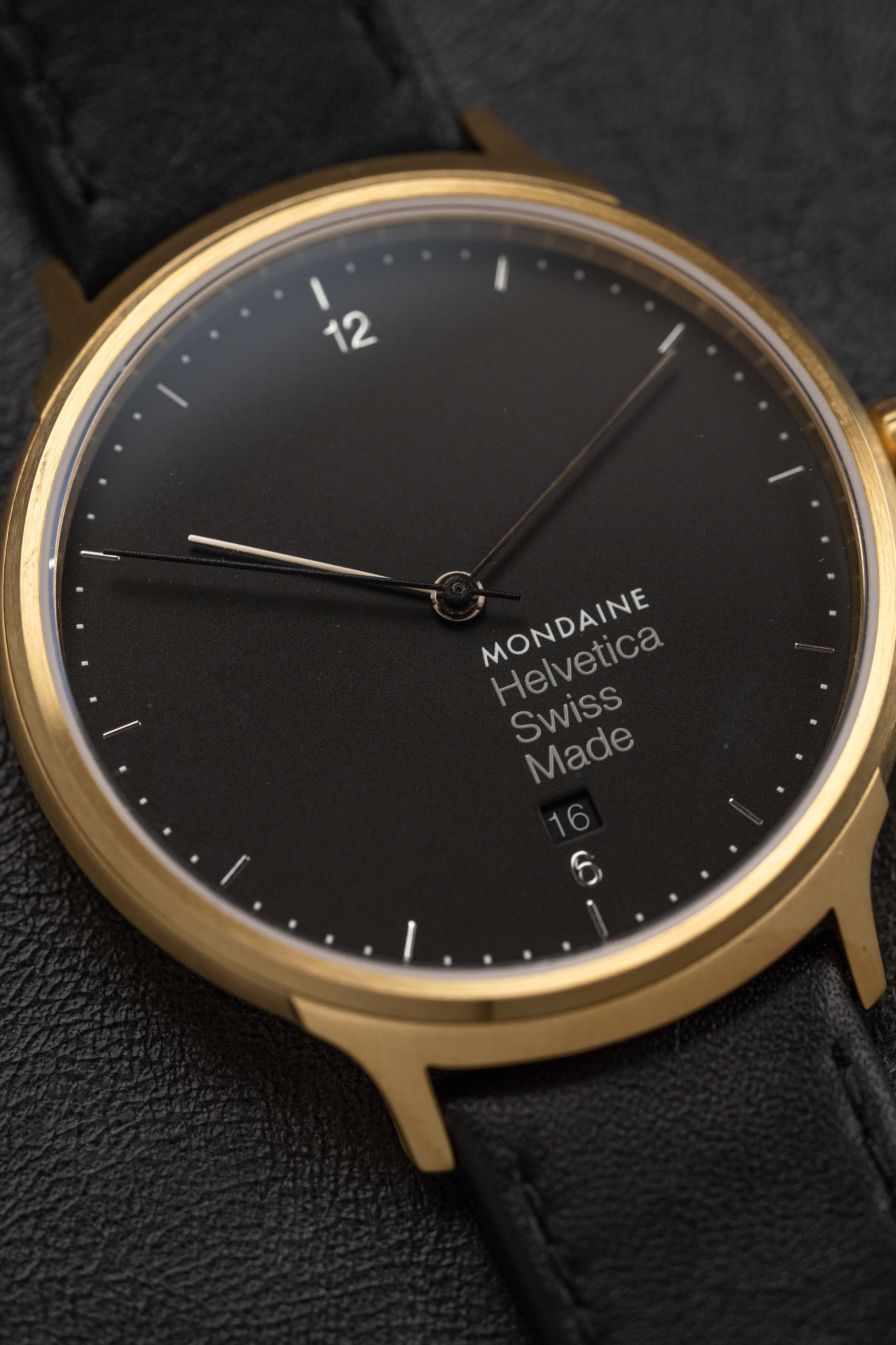 Mondaine Watch Helvetica No1 Light Gold Black - Image 7