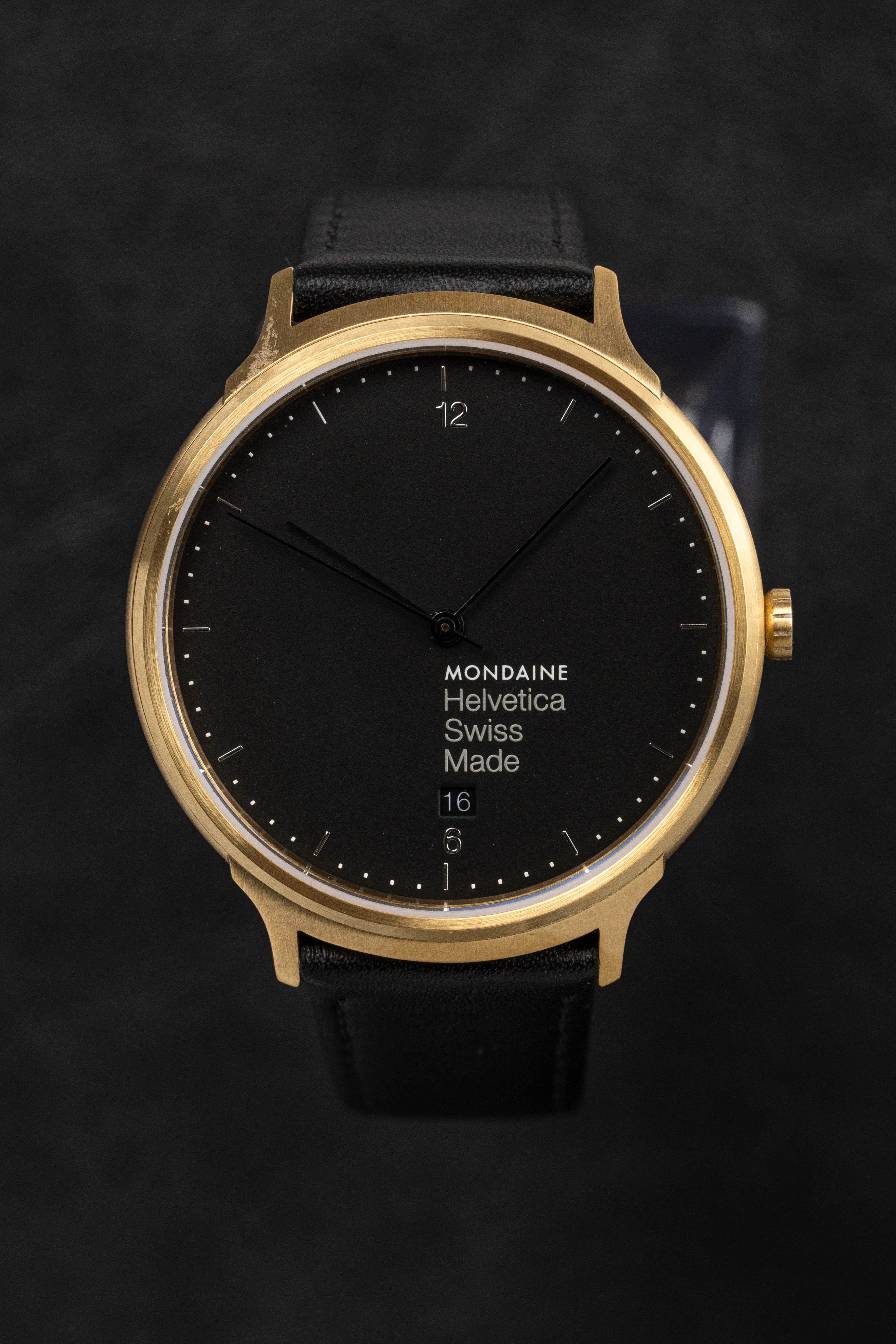 Mondaine Watch Helvetica No1 Light Gold Black - Image 9