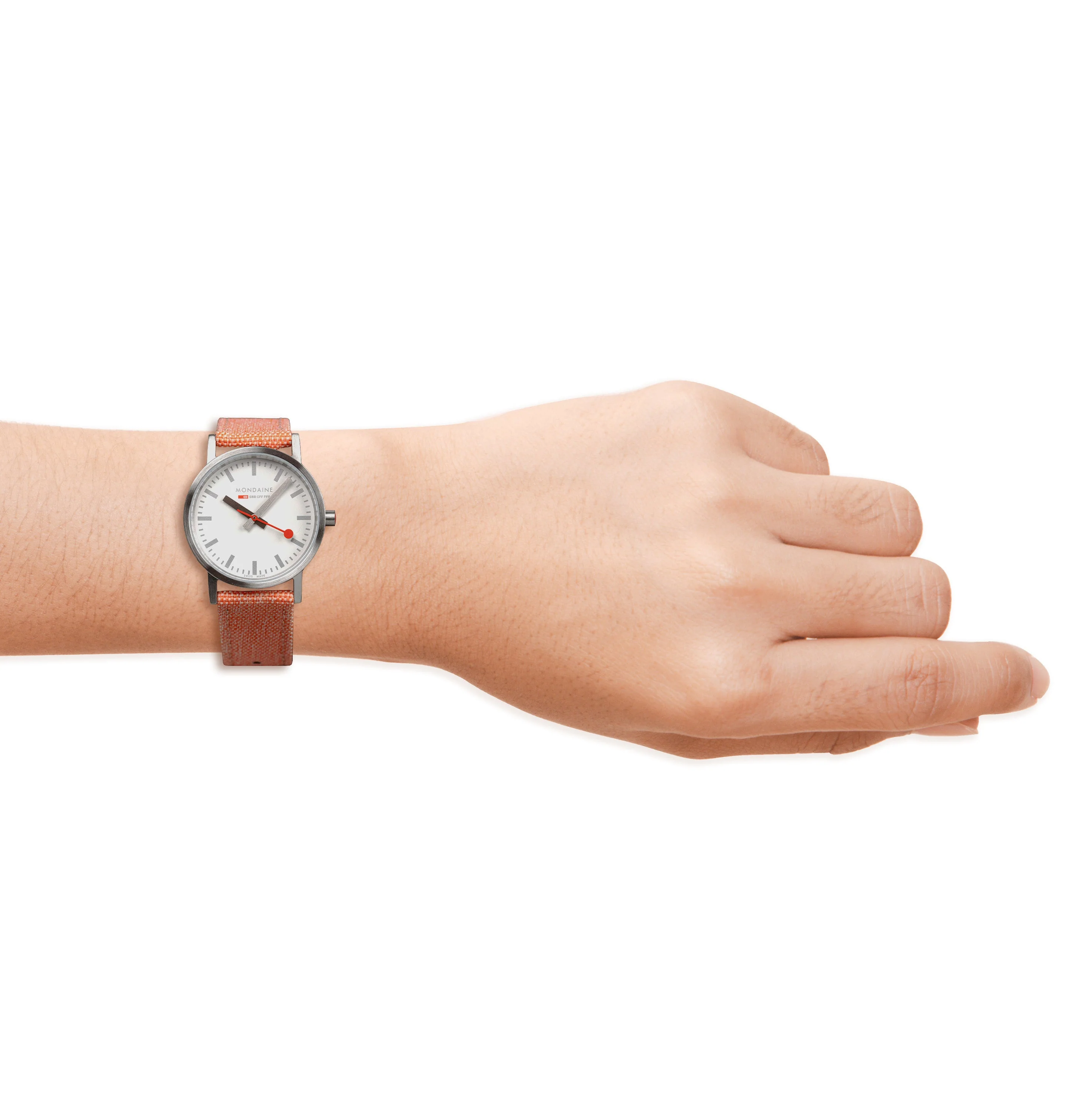 Mondaine Ladies Watch Classic White Orange - Image 2