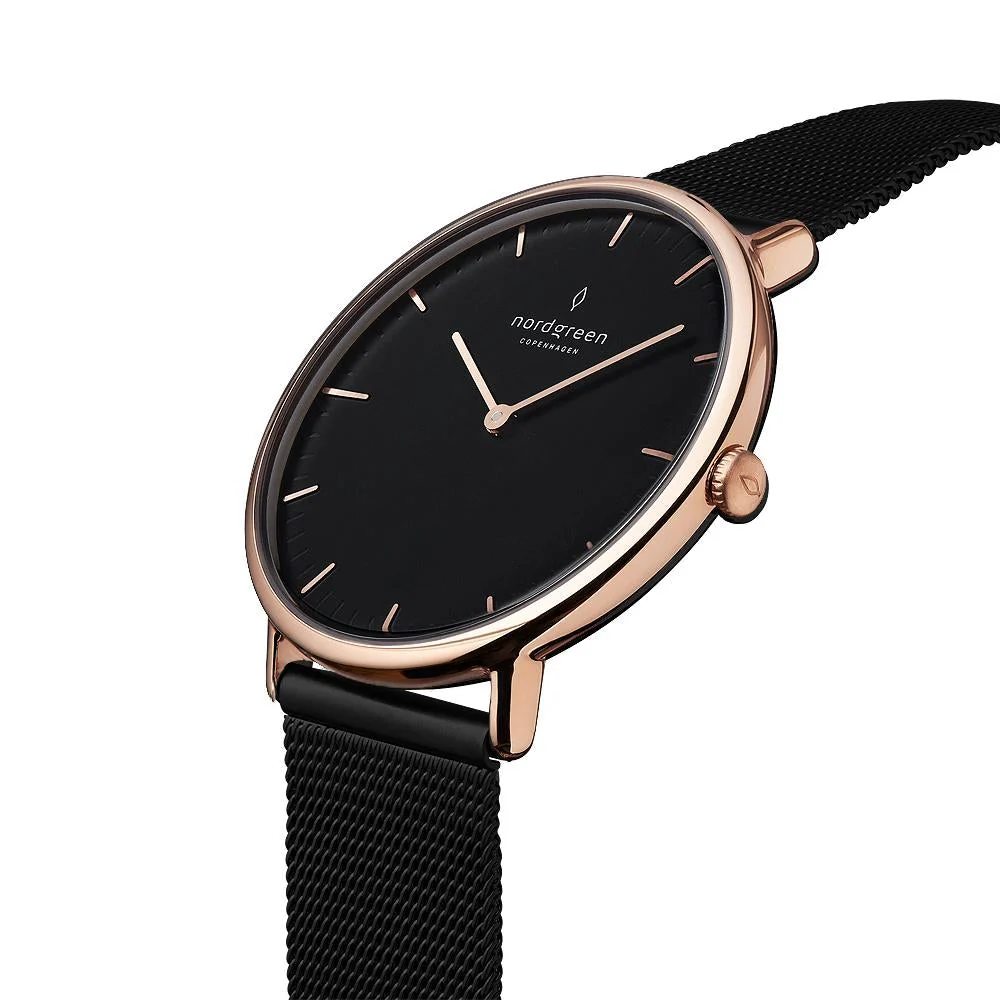 Nordgreen Native Black Mesh 32mm Rose Gold Case Watch - Image 4