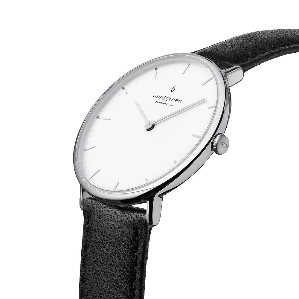 Nordgreen Native Black Vegan Leather 32mm Silver Case Watch - Image 4