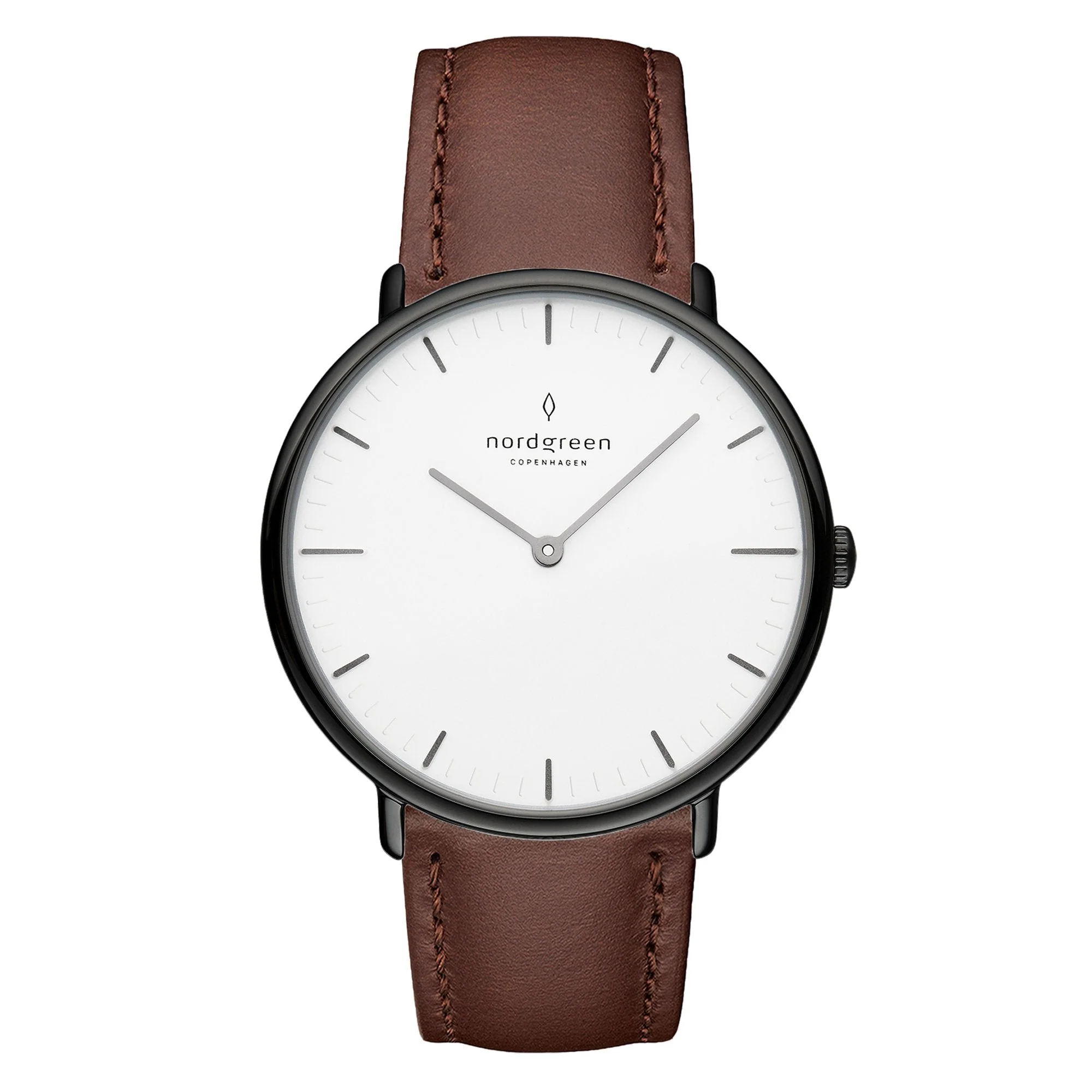 Nordgreen Native Brown Leather 32mm Gun Metal Case Watch