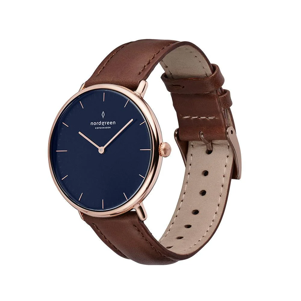 Nordgreen Native Brown Leather 32mm Rose Gold Case Watch - Image 4