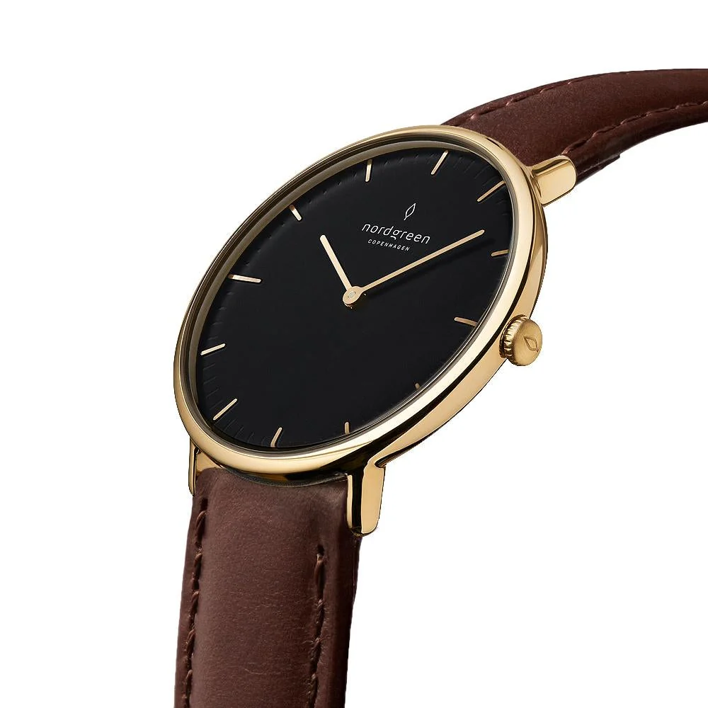 Nordgreen Native Brown Leather 36mm Gold Case Watch - Image 3